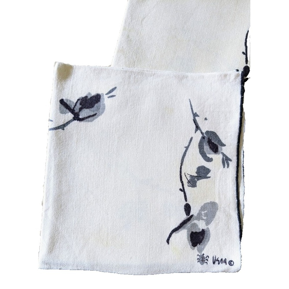 Vera Neumann Cloth Napkins Lot of 3 Black Floral Vintage Signed 16"x16" MCM